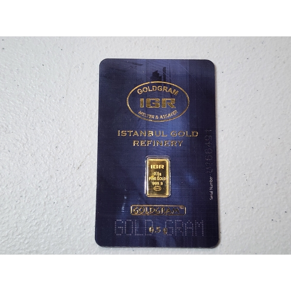Istanbul Gold Refinery 0.5g 999.9 Fine Gold Bar in Sealed Assay Card