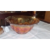 Image 3 : Carnival Glass - 3 Pc Set In Marigold - 1 Large Bowl / 2 Candlesticks -  Perfect Condition