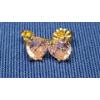 Image 2 : (2) Pairs Of 14K Gold Stud Earrings -Heart Shaped Pink Cubic Zirconia Earrings & Open Setting - 1.8g