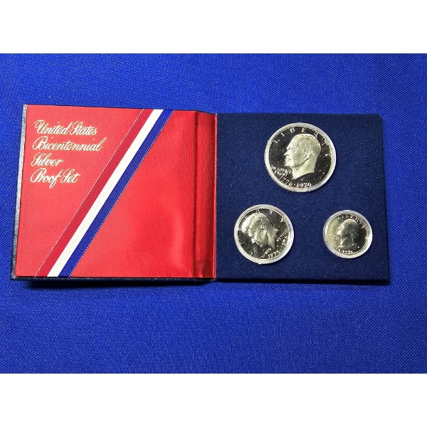 1776-1976 Bicentennial Silver 3 Coin Proof Set in Book