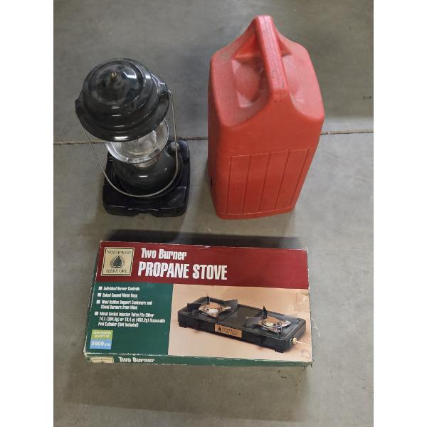 New In Box Northwest Territory 2 Burner Camp Stove & New Coleman Lantern In Protective Case! 
