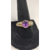 Image 1 : 14K Yellow Gold Ribbed Bombe Style Ring With Amethyst - Size 7 - Total Weight: 5.2g