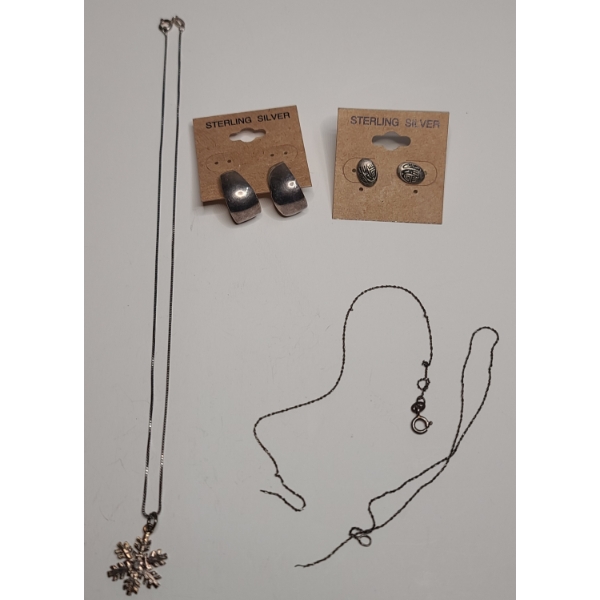 Sterling Silver Earrings & Necklaces - One Is Damaged- Total Weight: 8.4g