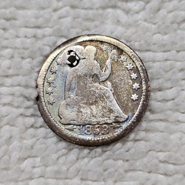 1853 90% Silver Seated Liberty Half-Dime FV: $.05