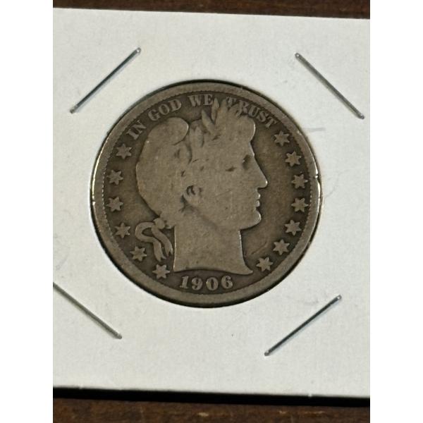 1906-D Barber Half Dollar - FV $0.50 - 90% Silver - Mintage: 4,028,000