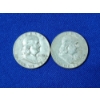 Image 1 : x2 90% Silver Franklin Half Dollars: 1952 and 1963 - FV: $1.00