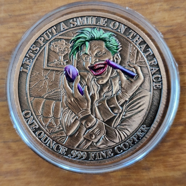 Limited Edition The Joker One Troy Ounce .999 Fine Copper Round ~ "Let's Put A Smile On That Face" 