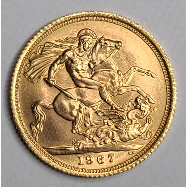 1967 Great Britain Sovereign 91.7% Gold Coin