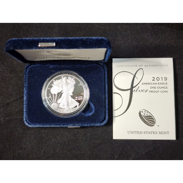 2019 1 Oz Silver American Eagle Proof Coin in Original Packaging 