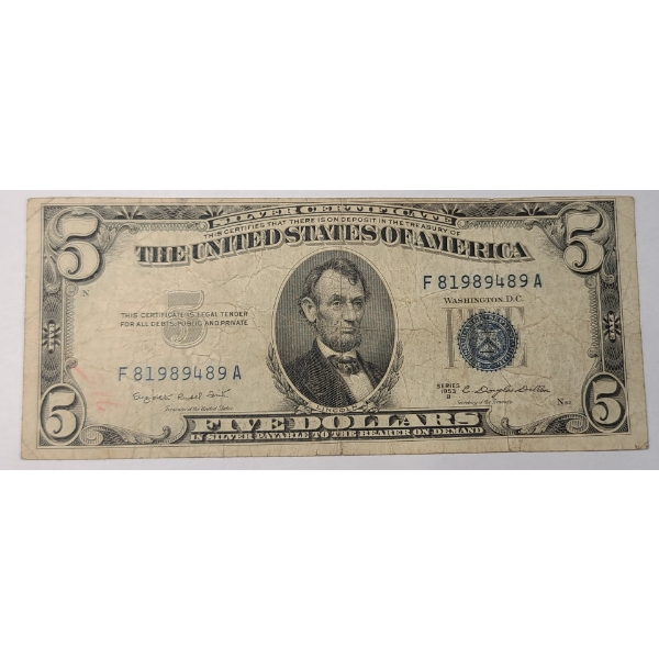 United States Series 1953 B $5 Silver Certificate With Smith And Dillon Signatures - Face Value: $5