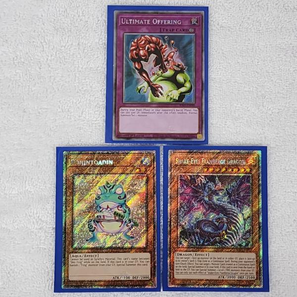 Three Holo Yu-Gi-Oh Trading Cards Featuring Quarter Century Secret Rare's