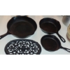 Image 1 : 3 Piece Vintage Set Of Wagner Ware Cast Iron Skillets # 3, 5 & 8 All In Good Condition