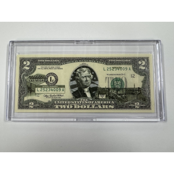 2003 United States Jefferson NEVADA $2.00 Bill In Hard Case Holder - Mint Condition - RARE