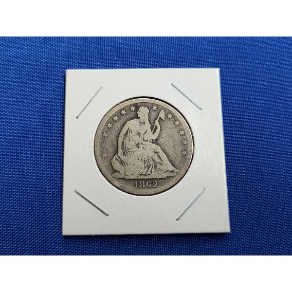 1862 Seated Liberty Silver Half Dollar 