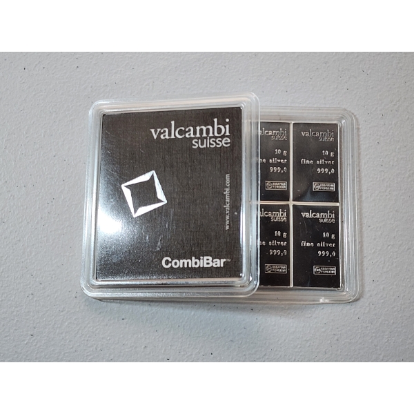 100g Silver Valcambi Suisse CombiBar (10 x 10 Gram) 999 Fine Silver- Sealed Package