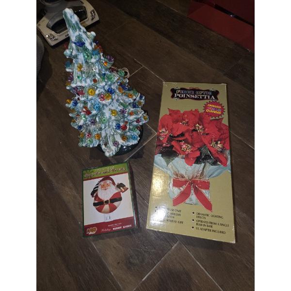 Lighted Ceramic Tree, Fiber Optic Pointsetta, Lighted Garland & Much More Holiday Decor!