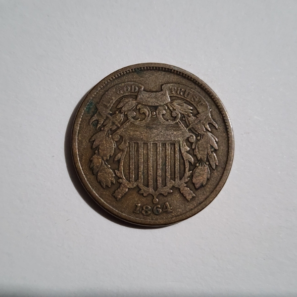 United States 1864 Two Cent Coin ~ Over 100 Year Old Coin in Great Condition!