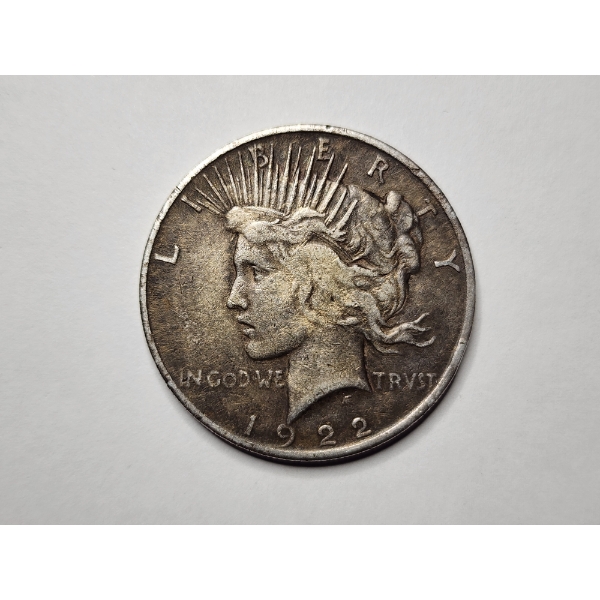 UNITED STATES 1922 SILVER PEACE DOLLAR ~ SECOND YEAR MINTED ~ Philadelphia Mint Coin with 90% Silver