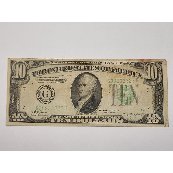 U.S 1934-A $10 Federal Reserve Note From The Federal Reserve Bank Of Chicago - Face Value: $10