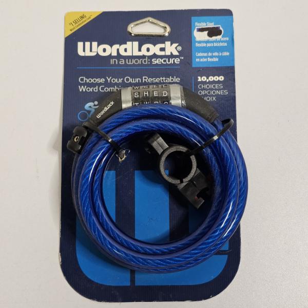 WordLock Resettable Word Combination Cable Bike Lock - Blue (6'x.5")