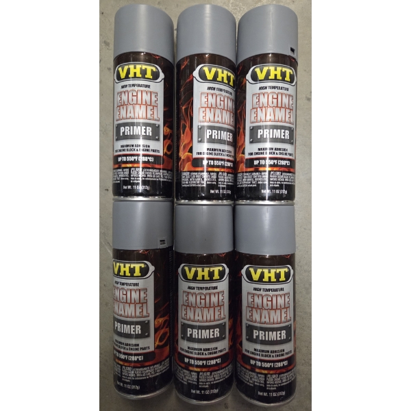 Six Brand New 11oz Cans Of VHT High Temp Light Gray Primer Spray Paint