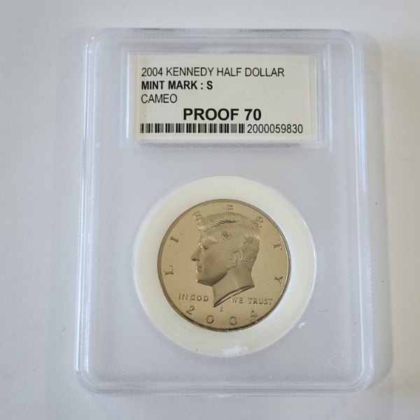 90% Silver U.S. 2004-S Kennedy Half Dollar Graded by PCC CAMEO PROOF 70