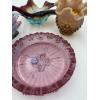 Image 7 : 4 Glass Items - Bird Dish - Flared Dish - Pink Fenton Ashtray - Flared Multicolored Tray