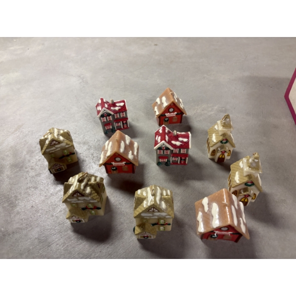 *Pick Up At Mantua Home-No Shipping Available*  Small House Figurines - 11 Total - 4 Floral Photos