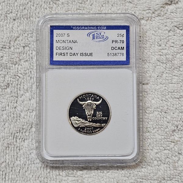 2007-S 90% Silver Montana State Quarter certified as PR-70 Deep Cameo (DCAM) by IGS Grading