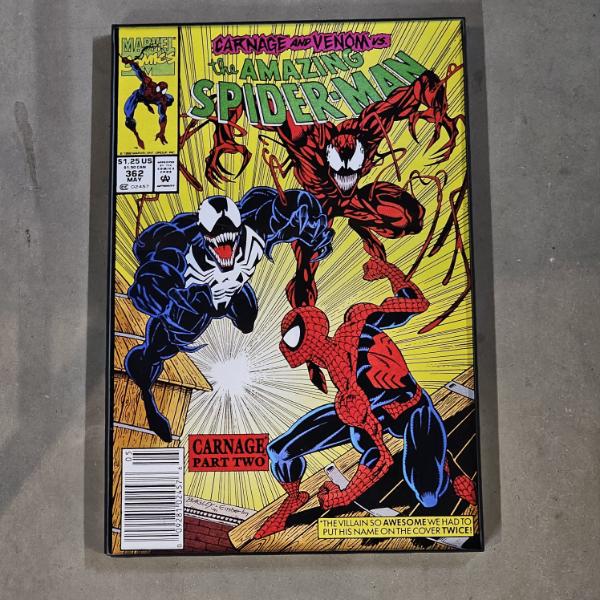 The Amazing Spider-Man Issue 362 Carnage Part Two Framed Comic Book Glass Art (18x12")
