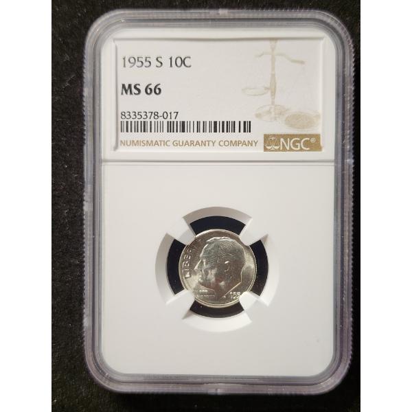 NGC MS66 1955-S Roosevelt Silver Dime