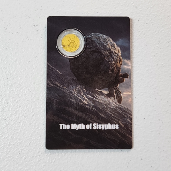 2026 The Myth of Sisyphus $12 Liberia 1/1000th Troy oz .9999 Fine Gold in Sealed Assay Card