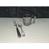 Image 1 : James W. Tufts Sterling Silver Mug, Spoon, and Meat Fork - 283 grams