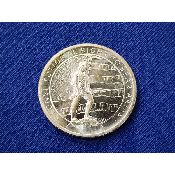 Constitutional Right to Bear Arms - 2nd Amendment - One Troy Ounce .999 Fine Silver Round