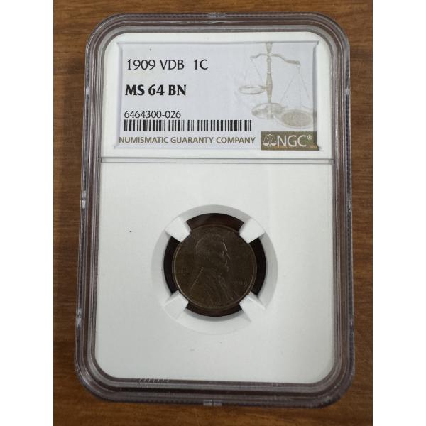 1909 VDB Lincoln Cent Graded By NGC MS 64 Brown - Beautiful Coin