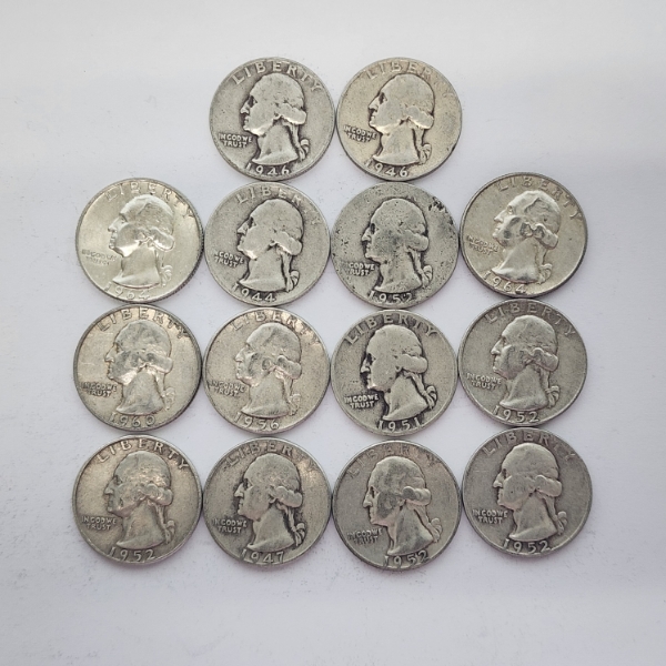 $3.50 Face Value of Assorted Years U.S. Washington 90% Silver Quarters