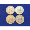 Image 1 : x4 Assorted Years 90% Silver Franklin Half Dollars - Face Value: $2.00