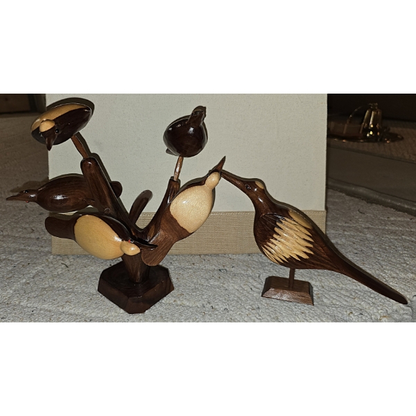 6 Carved Wooden Birds from Jamaica