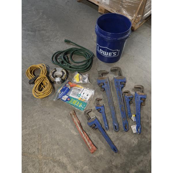 Large Kobalt Pipe Wrench Collection, Extension Cords, Duct Tape & More!