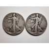 Image 1 : Two Walking Liberty 90% Silver Half Dollars ~ 1946 & 1939-S ~ $1.00 Face Value