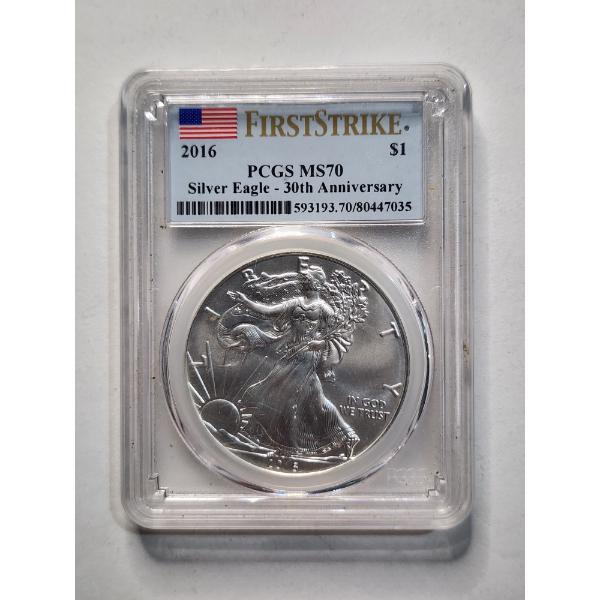 PCGS MS70 GRADED 2016 American 1 Oz Silver Eagle First Strike ~ 30th Anniversary 