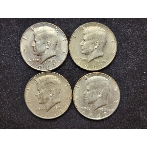 Four 40% Silver Kennedy Half Dollars - $2 Face Value