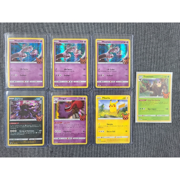 Lot of Seven Holofoil Trick or Trade Pokemon Trading Cards - Halloween Themed Pokemon Cards