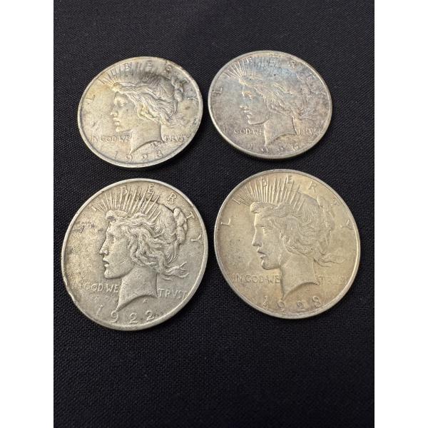 4 - United States Peace Silver Dollars Including The 1926 Dollar - Harder To Find