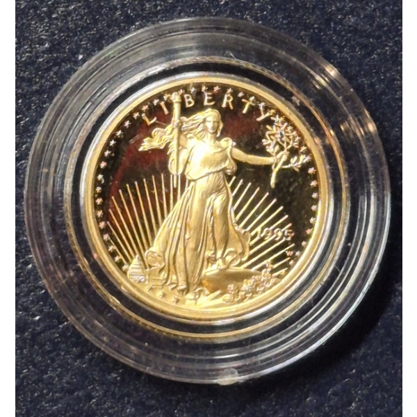 1995 US $5  Tenth Ounce GOLD Liberty Proof Eagle 1/10 Troy Ounce .999 Gold -  Set Break