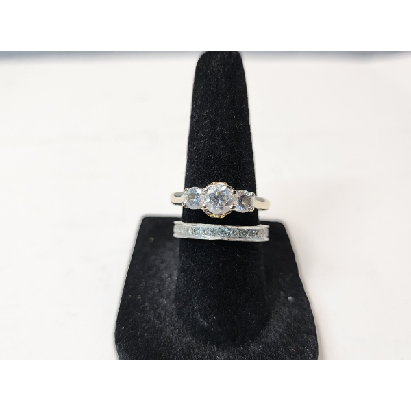 Gorgeous Over 1.5 Carat DIAMOND Wedding Set: 14K Gold Band Ring & 18K Gold Ring