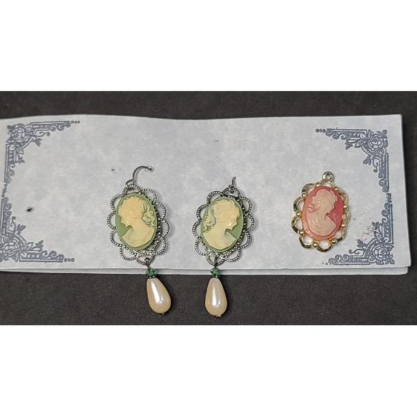 Beautiful Cameo Earrings & Cameo Necklace Pendant 