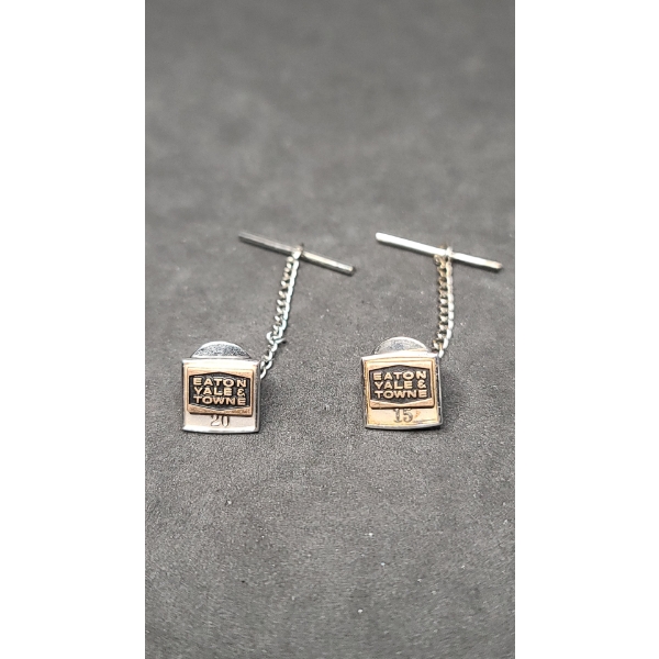 (2) 10K Eaton Yale & Towne Years Of Service Tie Tacks - Total Weight: 4.0g