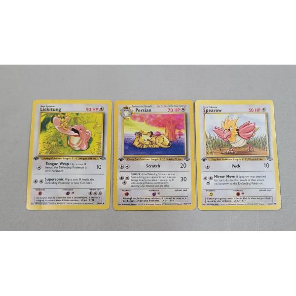 (3) Vintage 1st Edition Pokémon Trading Cards From The Jungle Set FT Lickitung