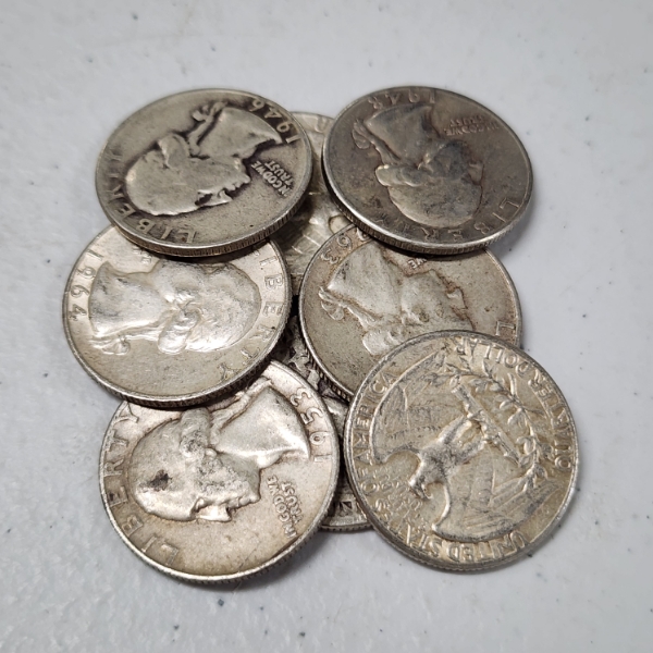 Eight Assorted United States 90% Silver Quarters ~ $2.00 Face Value